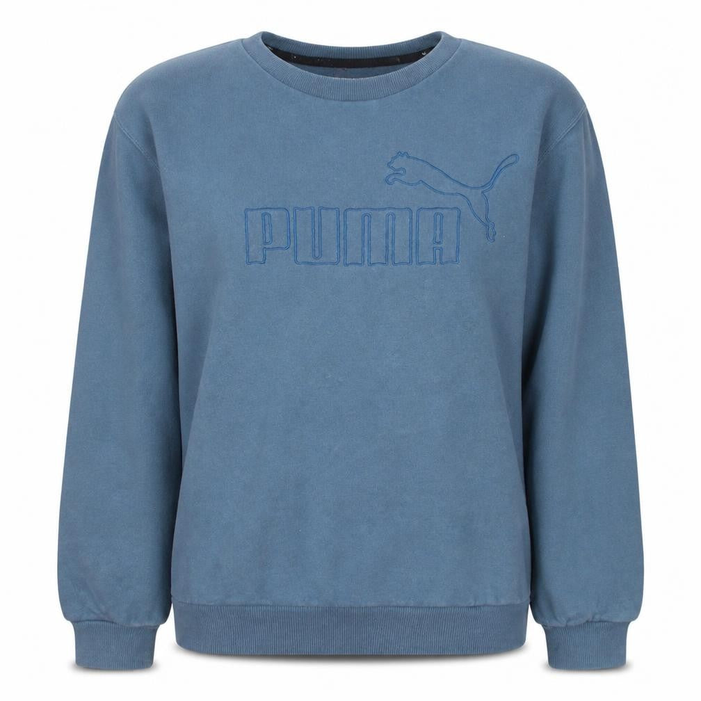 Front view of Puma Women's Blue Crew Neck Pullover Sweatshirt Medium