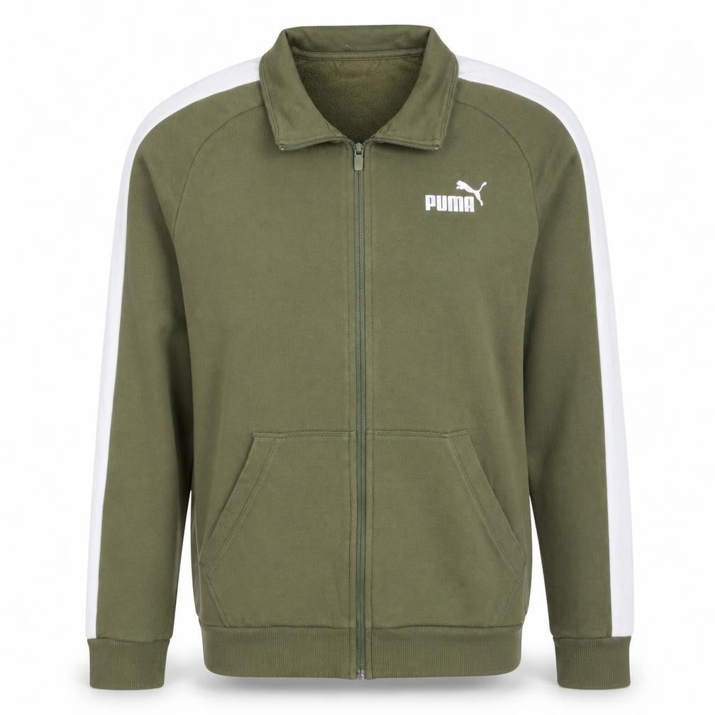 Front view of Puma Men's Green Full Zip Sweatshirt Jacket M Sportswear