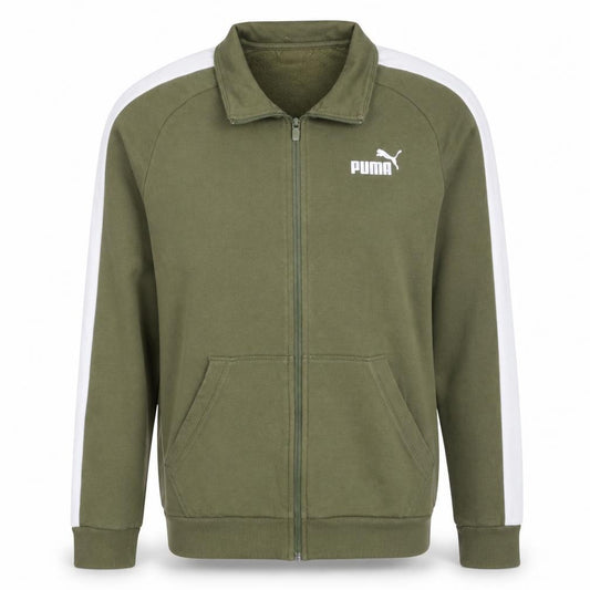 Front view of Puma Men's Green Full Zip Sweatshirt Jacket M Sportswear