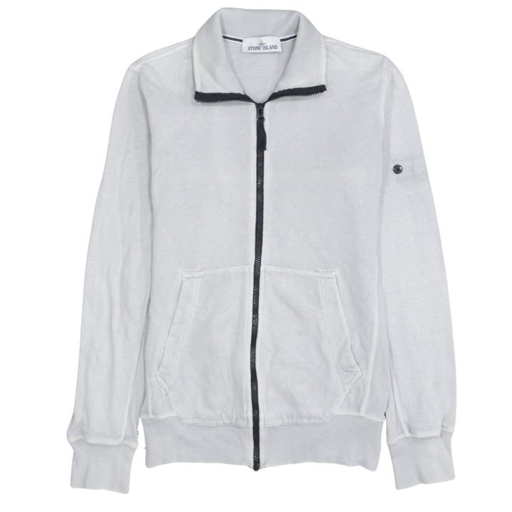 Stone Island Men's Grey Full Zip Mock Neck Cotton Sweatshirt Size S