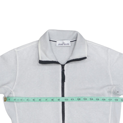Stone Island Men's Grey Full Zip Mock Neck Cotton Sweatshirt Size S