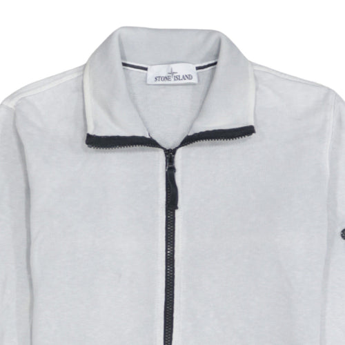 Stone Island Men's Grey Full Zip Mock Neck Cotton Sweatshirt Size S