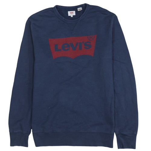 Levi's Mens Navy Blue Logo Crew Neck Sweatshirt Size L