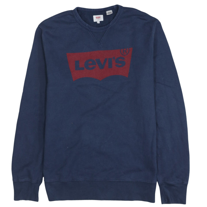 Levi's Mens Navy Blue Logo Crew Neck Sweatshirt Size L