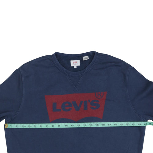 Levi's Mens Navy Blue Logo Crew Neck Sweatshirt Size L