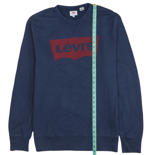 Levi's Mens Navy Blue Logo Crew Neck Sweatshirt Size L