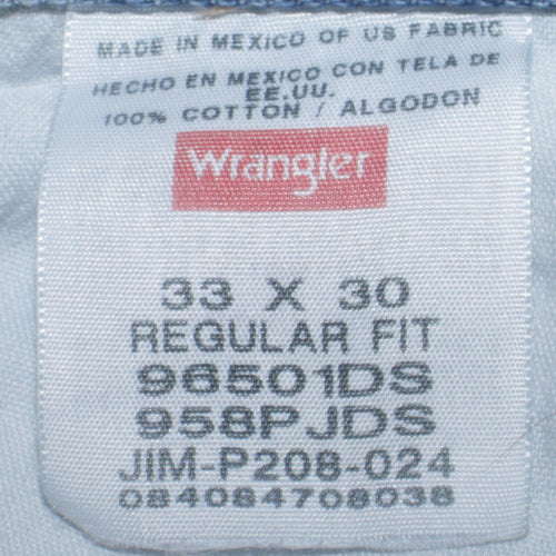 Wrangler Men's Blue Regular Fit Straight Leg 33x30 Denim Jeans