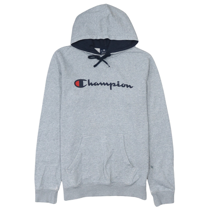 Champion Men's Grey Hoodie Medium Pullover Logo Cotton Blend