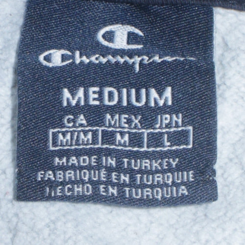 Champion Men's Grey Hoodie Medium Pullover Logo Cotton Blend