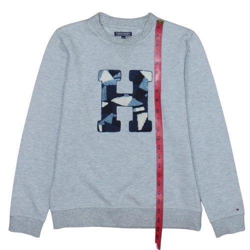 Tommy Hilfiger Boys Grey Pullover Sweatshirt Size 164 Crew Neck Logo