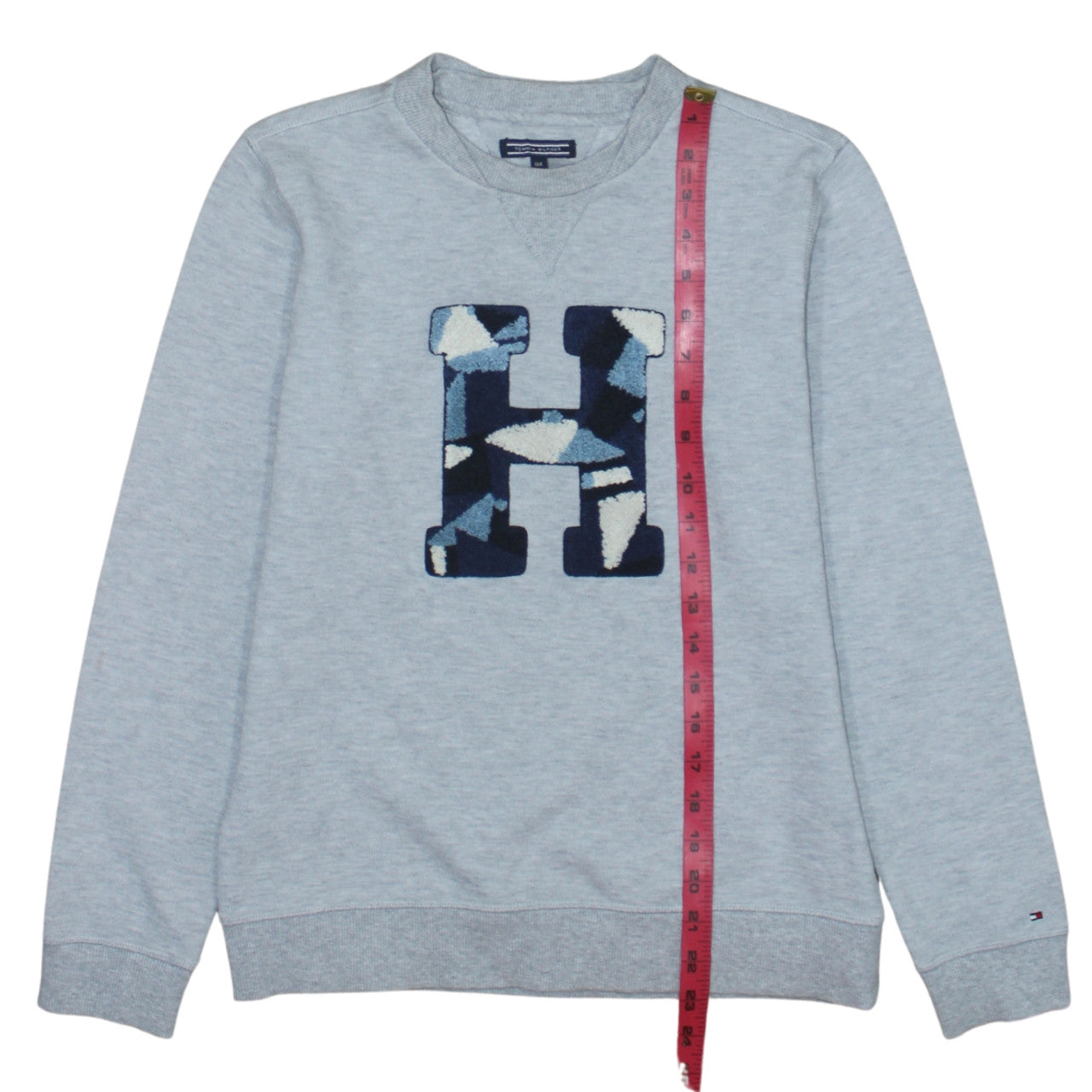 Tommy Hilfiger Boys Grey Pullover Sweatshirt Size 164 Crew Neck Logo