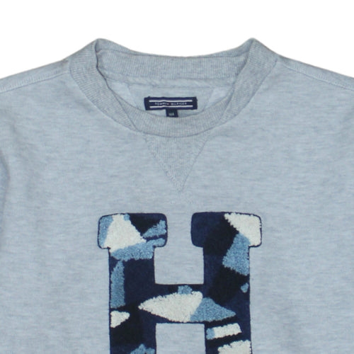 Tommy Hilfiger Boys Grey Pullover Sweatshirt Size 164 Crew Neck Logo
