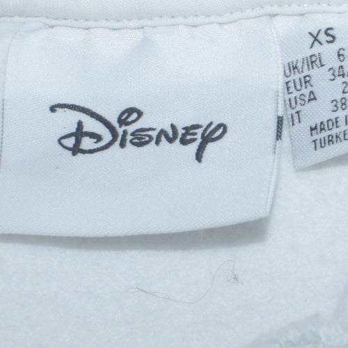 Disney Women’s White Pullover Hoodie XS Graphic Print Walt Design