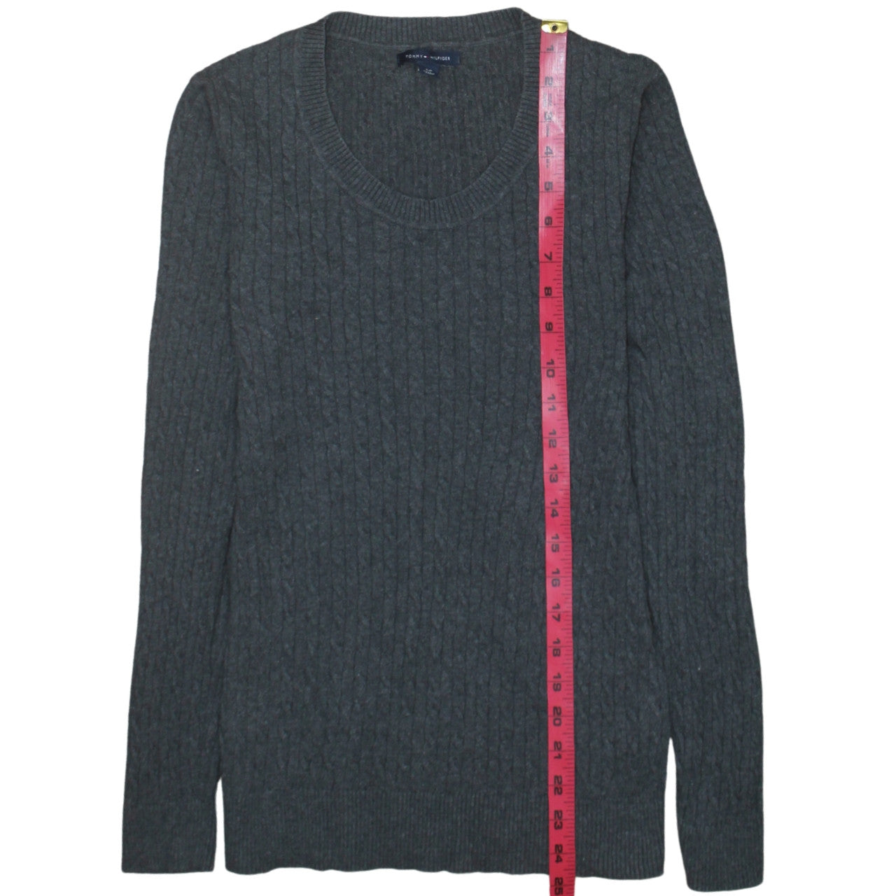 Tommy Hilfiger Women's Grey Cable-Knit Wool Cashmere Jumper Size S