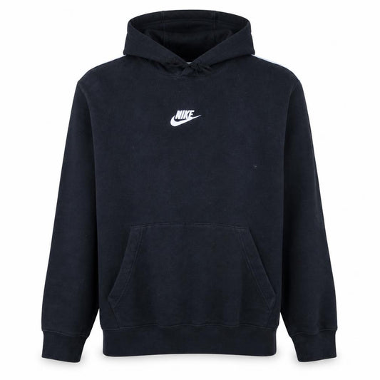 Front view of Nike Men's Black Pullover Hoodie L Logo Sports Fleece Sweatshirt