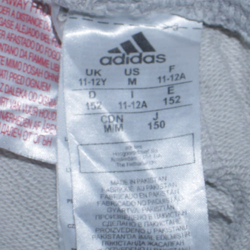 Adidas Boys Grey Jogger Sweatpants 11-12 Years Elastic Waist Activewear