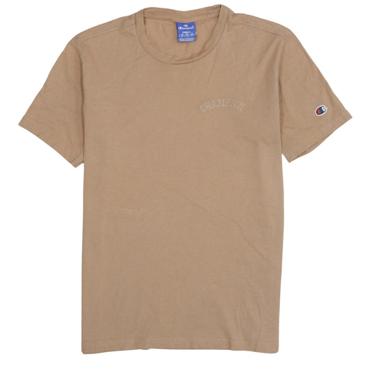 Champion Men's Beige Embroidered Logo Short Sleeve T-Shirt Size S