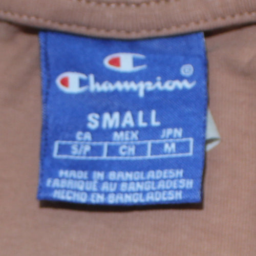 Champion Men's Beige Embroidered Logo Short Sleeve T-Shirt Size S