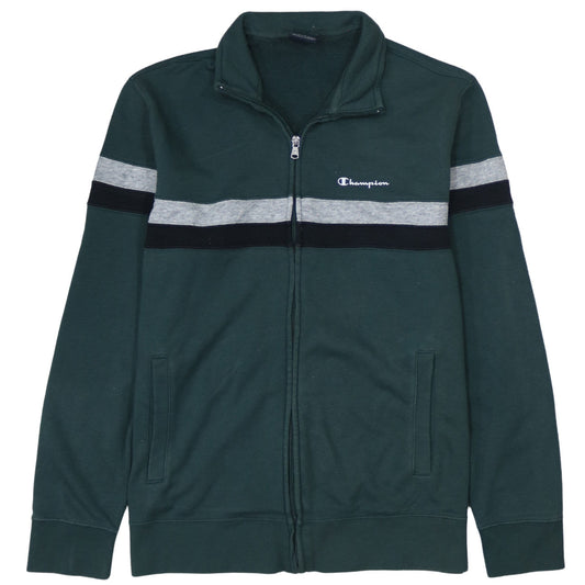 Champion Men's Green Full Zip Sweatshirt Large Logo Style