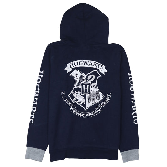 Harry Potter Women Navy Blue Hogwarts Hoodie L Pullover Cotton Blend
