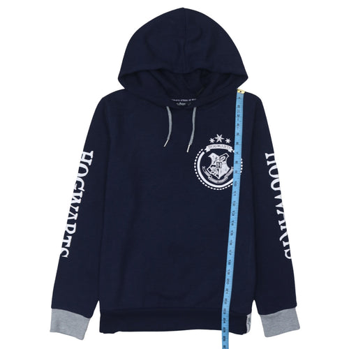Harry Potter Women Navy Blue Hogwarts Hoodie L Pullover Cotton Blend