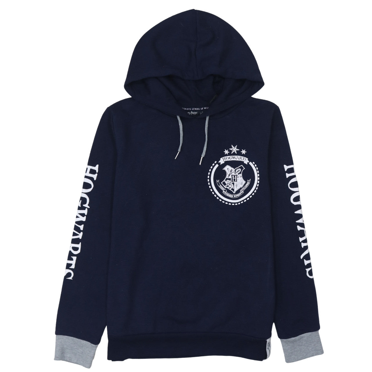 Harry Potter Women Navy Blue Hogwarts Hoodie L Pullover Cotton Blend