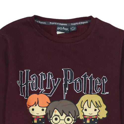 Primark Harry Potter Burgundy Sweatshirt Women 2XS Crew Neck Pullover