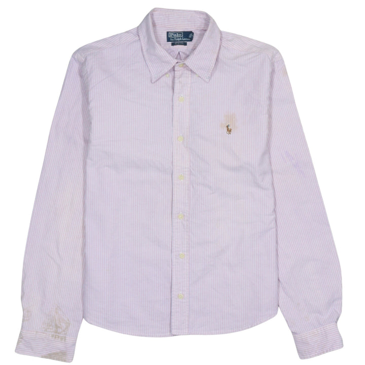 Ralph Lauren Men's Pink Slim Fit Striped Cotton Button-Up Shirt - M