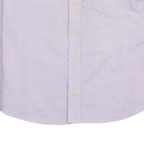 Ralph Lauren Men's Pink Slim Fit Striped Cotton Button-Up Shirt - M