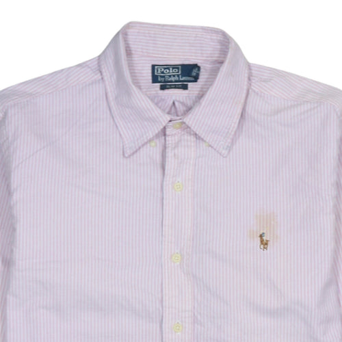 Ralph Lauren Men's Pink Slim Fit Striped Cotton Button-Up Shirt - M