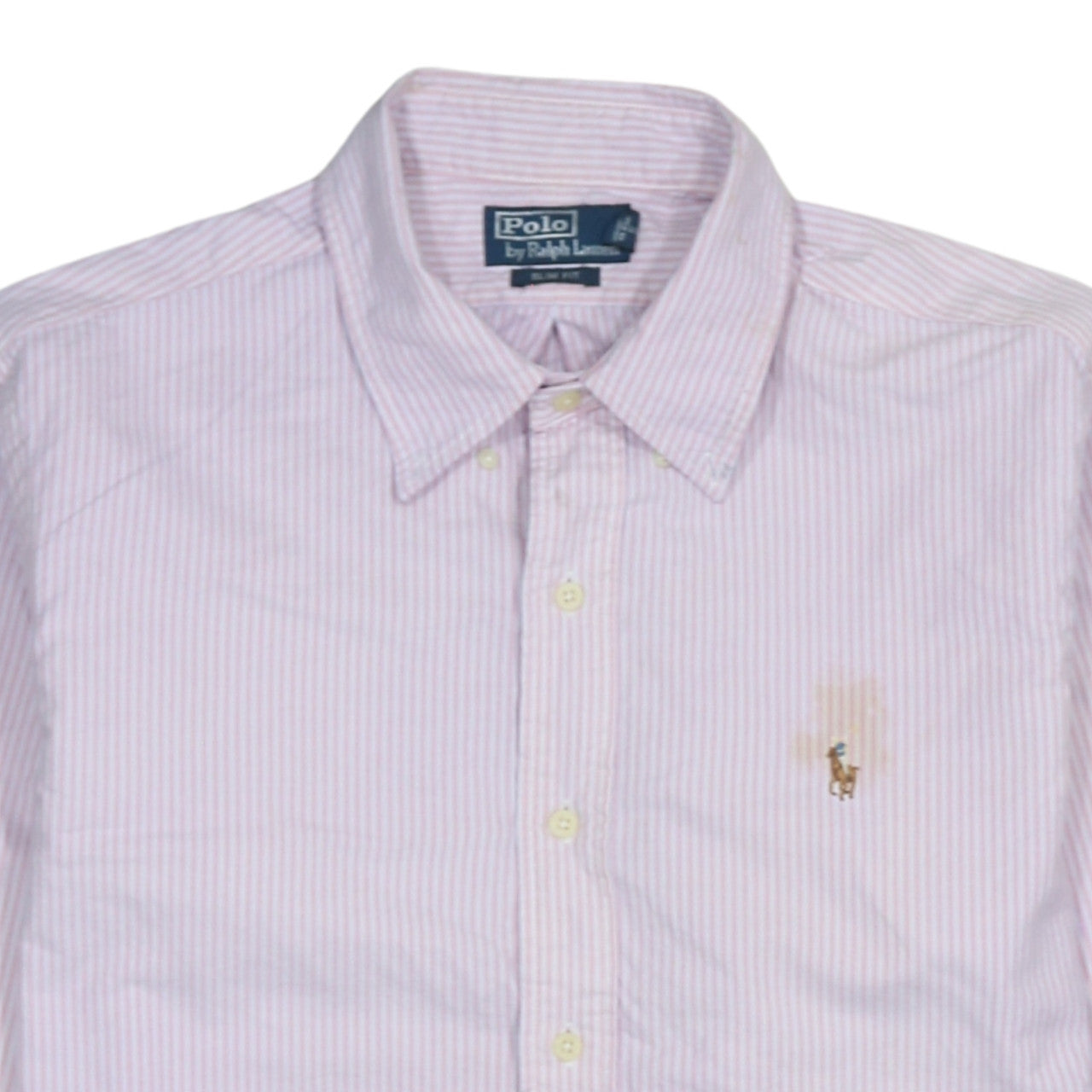 Ralph Lauren Men's Pink Slim Fit Striped Cotton Button-Up Shirt - M