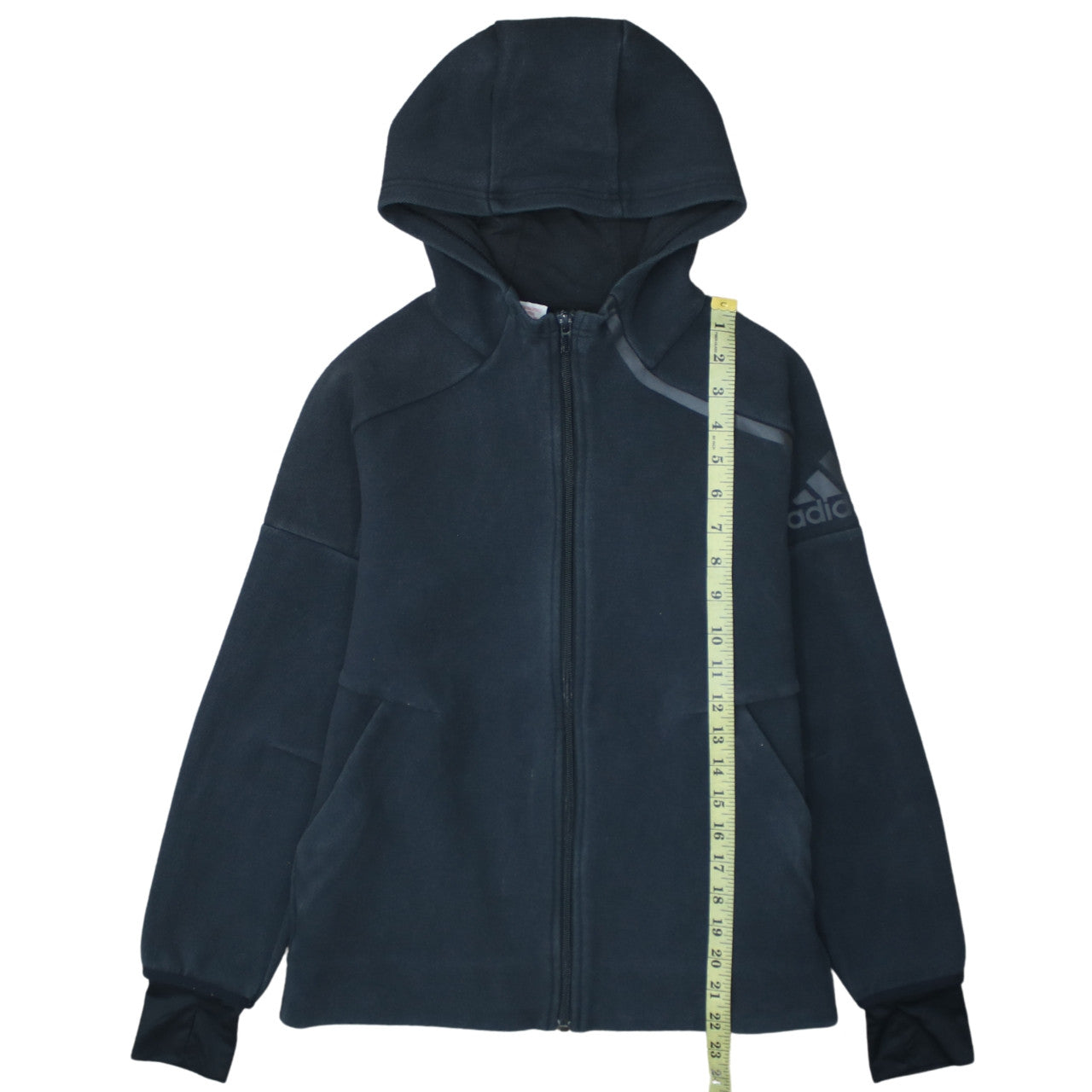 Adidas Boys Black Full Zip Hooded Hoodie Size 11-12 Years Fleece Jacket