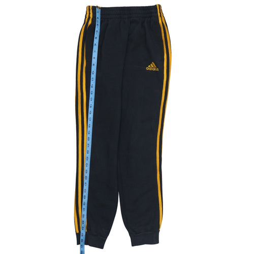 Adidas Men's Black XS Jogger Trousers with Yellow Stripes