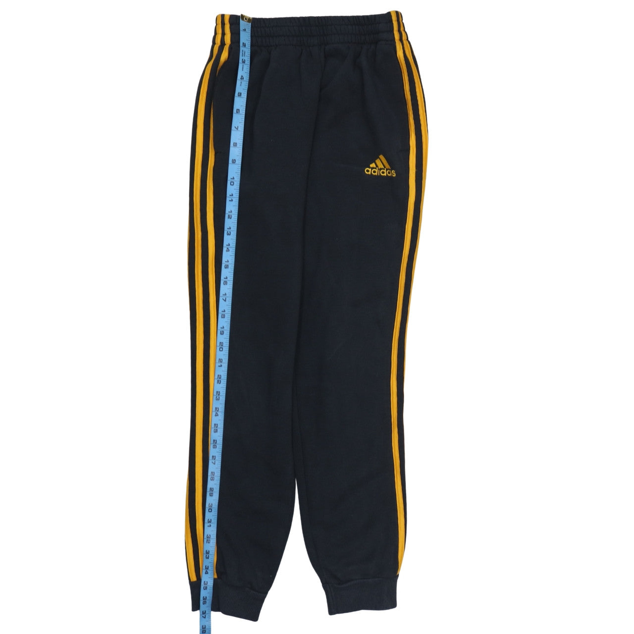 Adidas Men's Black XS Jogger Trousers with Yellow Stripes