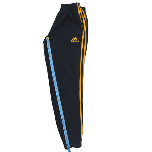 Adidas Men's Black XS Jogger Trousers with Yellow Stripes