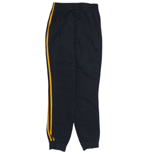 Adidas Men's Black XS Jogger Trousers with Yellow Stripes