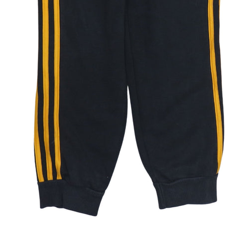 Adidas Men's Black XS Jogger Trousers with Yellow Stripes