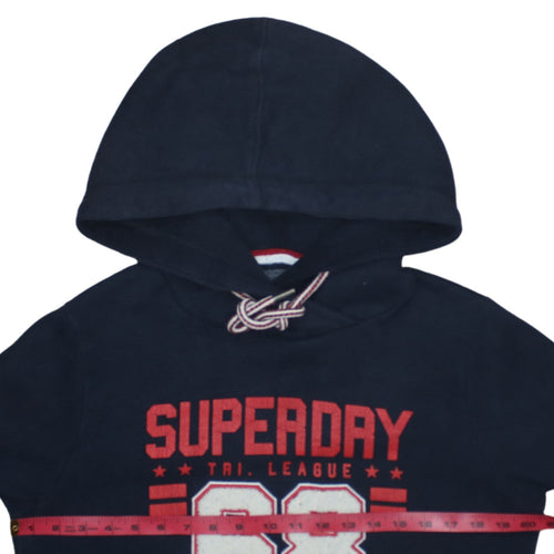 Superdry Women Blue L Jumper Dress Hooded Casual Fleece Knit