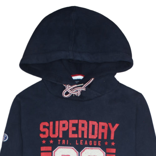 Superdry Women Blue L Jumper Dress Hooded Casual Fleece Knit