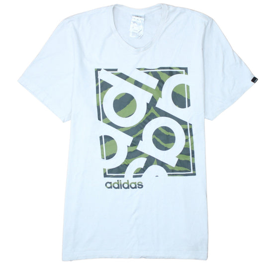 Adidas Men's White Camouflage Graphic Print T-Shirt Size L