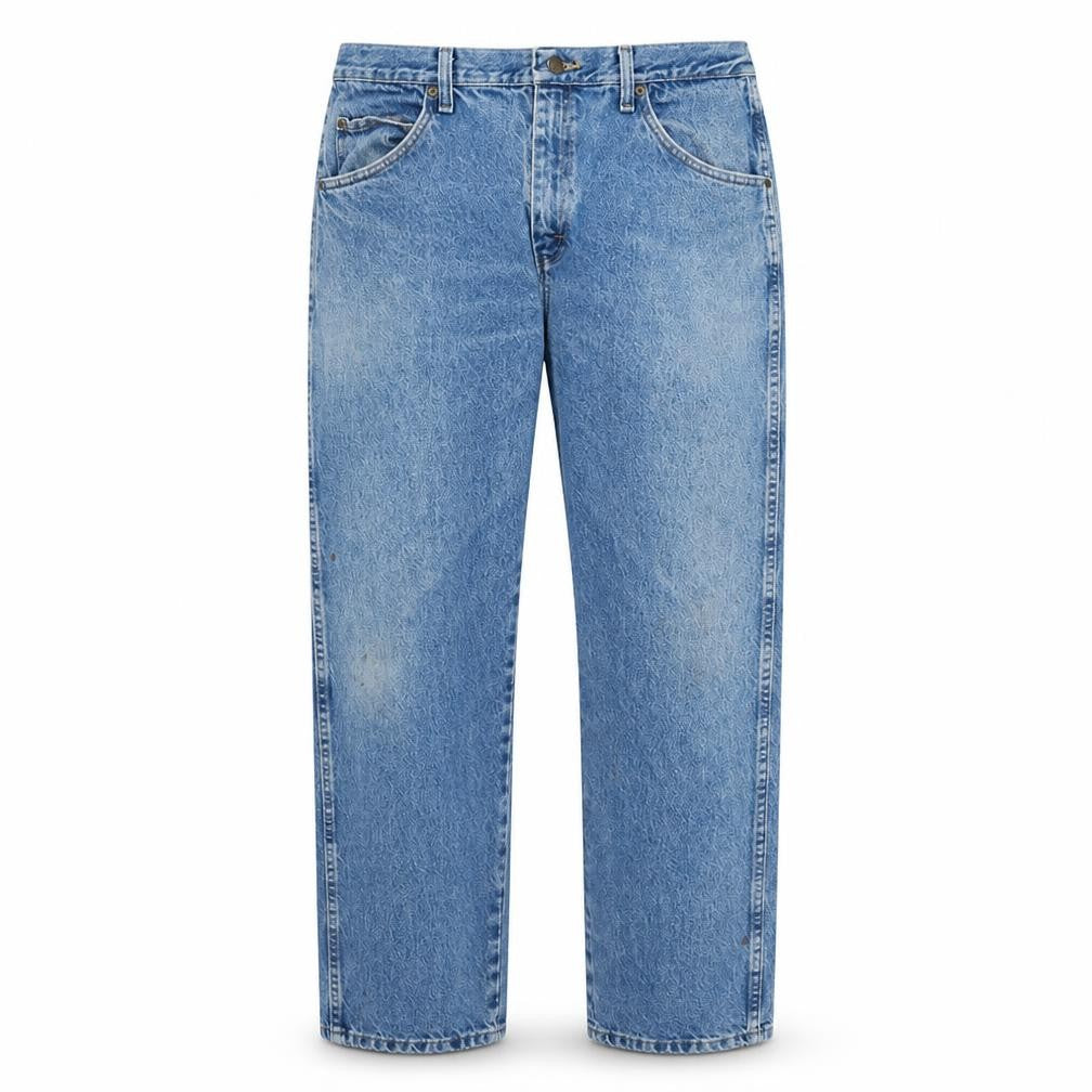 Front view of Wrangler Men's Blue 36x30 Regular Straight Fit Denim Jeans