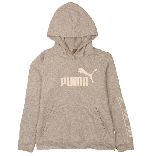 Puma Womens Grey Pullover Hoodie Medium Logo Sweatshirt