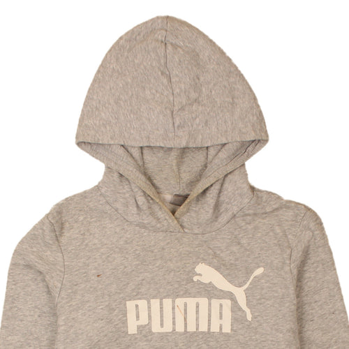 Puma Womens Grey Pullover Hoodie Medium Logo Sweatshirt