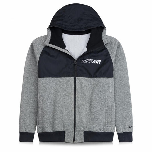 Front view of Nike Men's Grey Full Zip Hoodie Large Sports Fleece Jacket