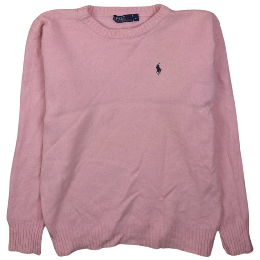 Ralph Lauren Women's Pink Wool Crew Neck Pullover Jumper L