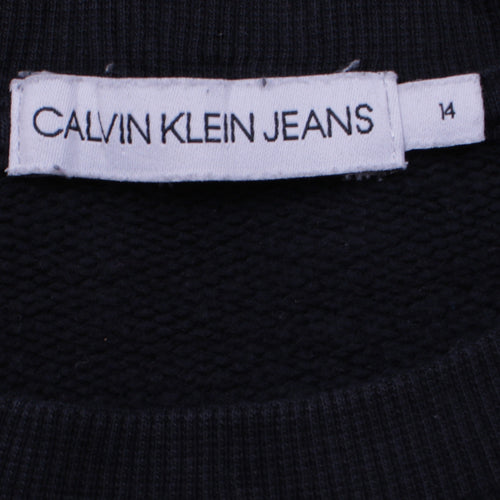 Calvin Klein Jeans Boys Black Graphic Print Pullover Sweatshirt Age 14