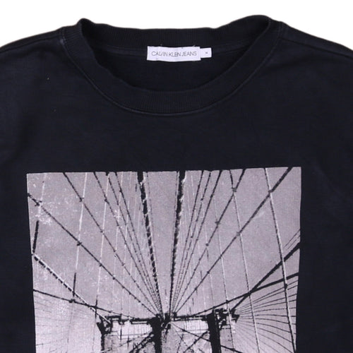 Calvin Klein Jeans Boys Black Graphic Print Pullover Sweatshirt Age 14