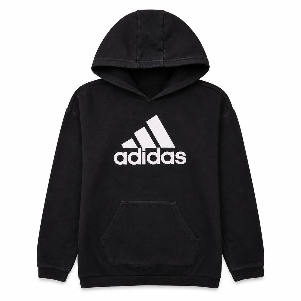 Front view of Adidas women’s black pullover hoodie small hooded sweatshirt casual