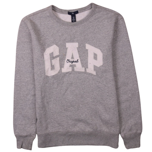 GAP Women Grey Original Logo Crew Neck Pullover Sweatshirt XS