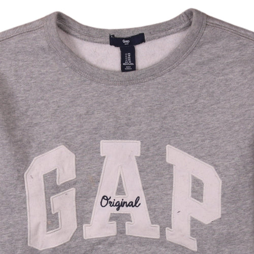 GAP Women Grey Original Logo Crew Neck Pullover Sweatshirt XS